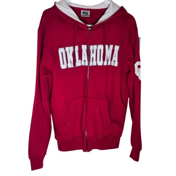 Women's Crimson Oklahoma Sooners Arched Name Full-Zip Hoodie Embroidered NCAA - Picture 1 of 7